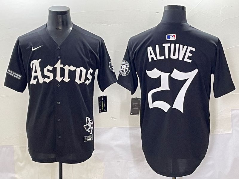 Men 2025 Houston Astros #27 Altuve Black Five generations Joint Name Nike MLB Jersey style 19->houston astros->MLB Jersey